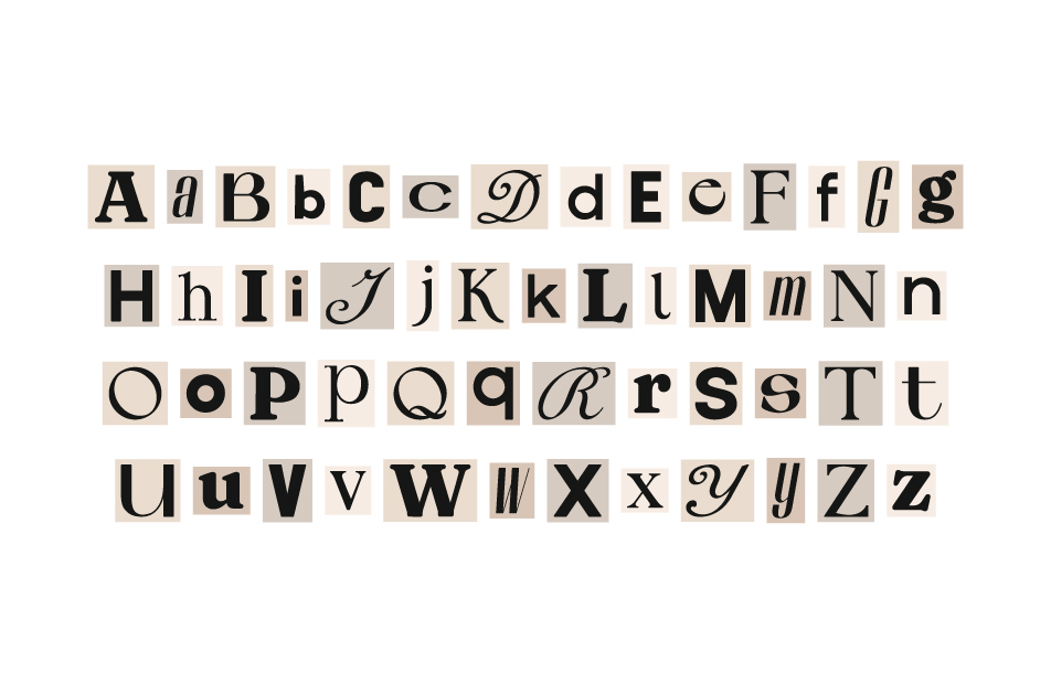 L'ALPHABET DÉCOUPÉ SUR DU PAPIER